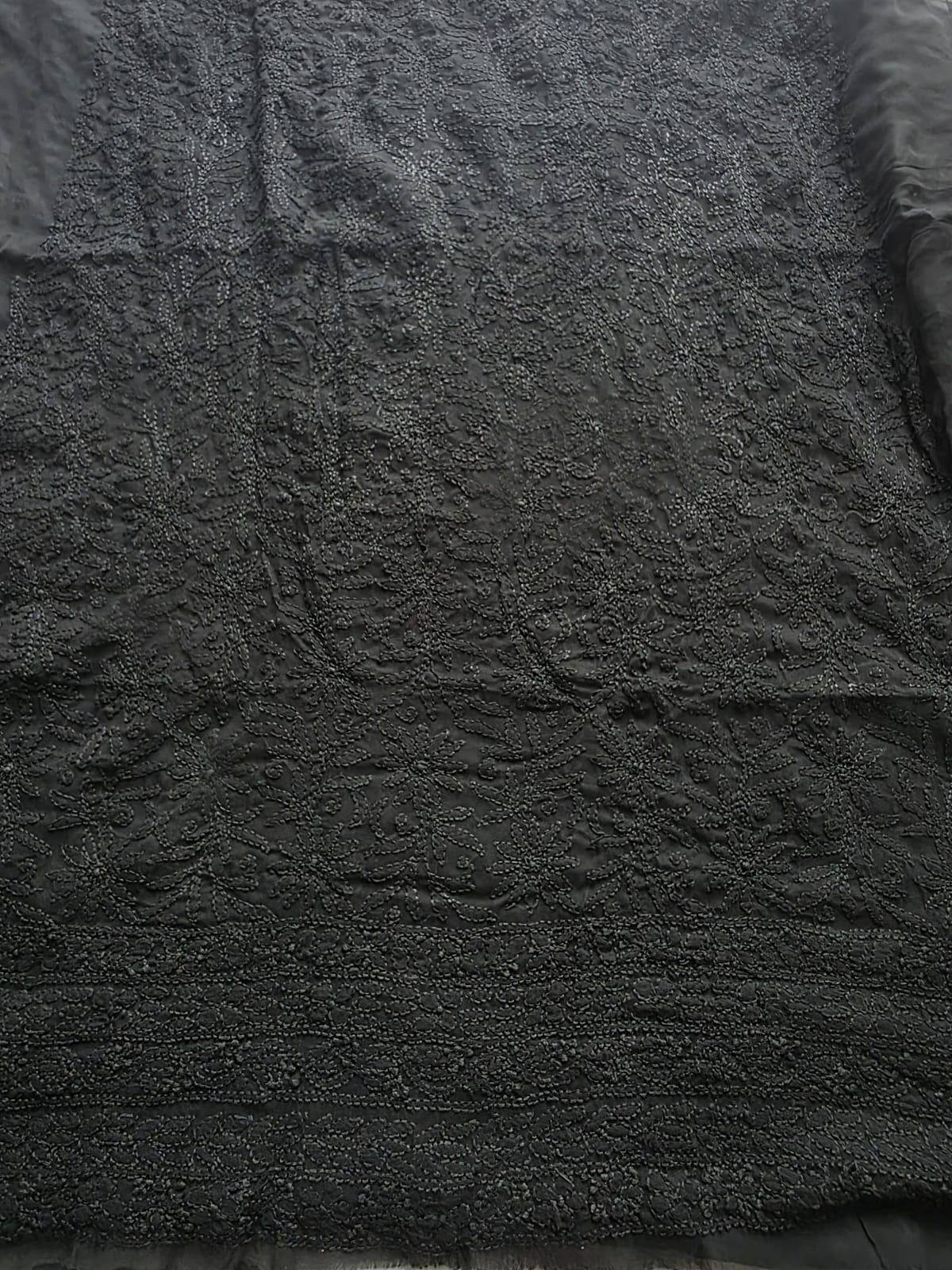 Black on black Georgette Full suit with intricate chikankari jaalwork