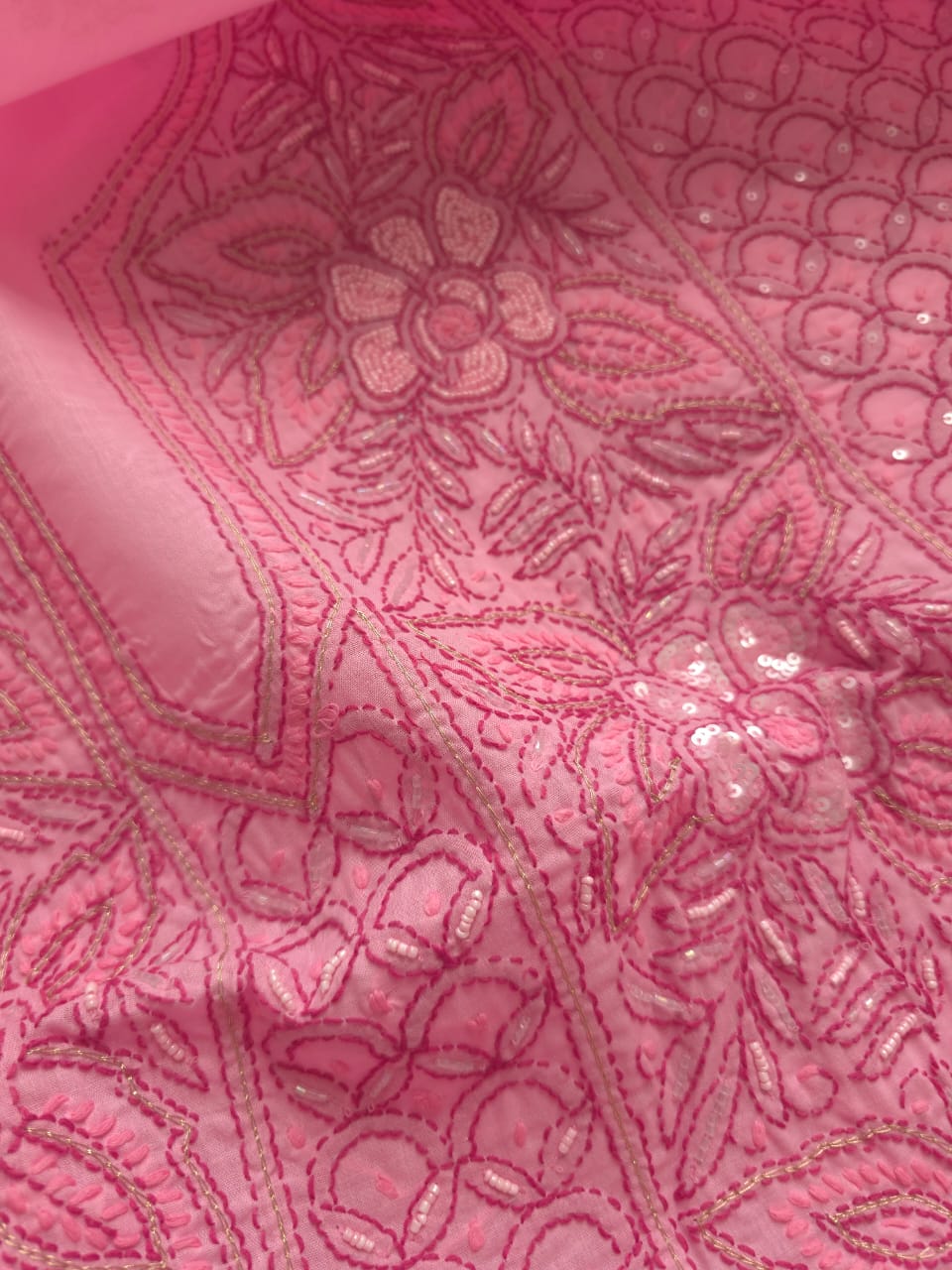 Pink and dark pink combo full suit with embellishments