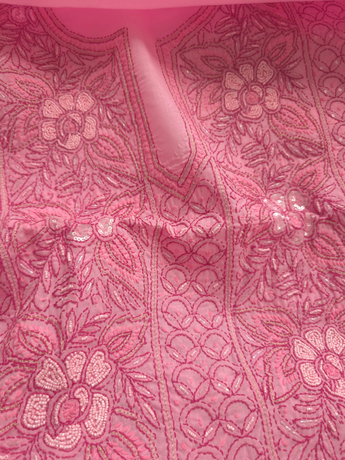 Pink and dark pink combo full suit with embellishments