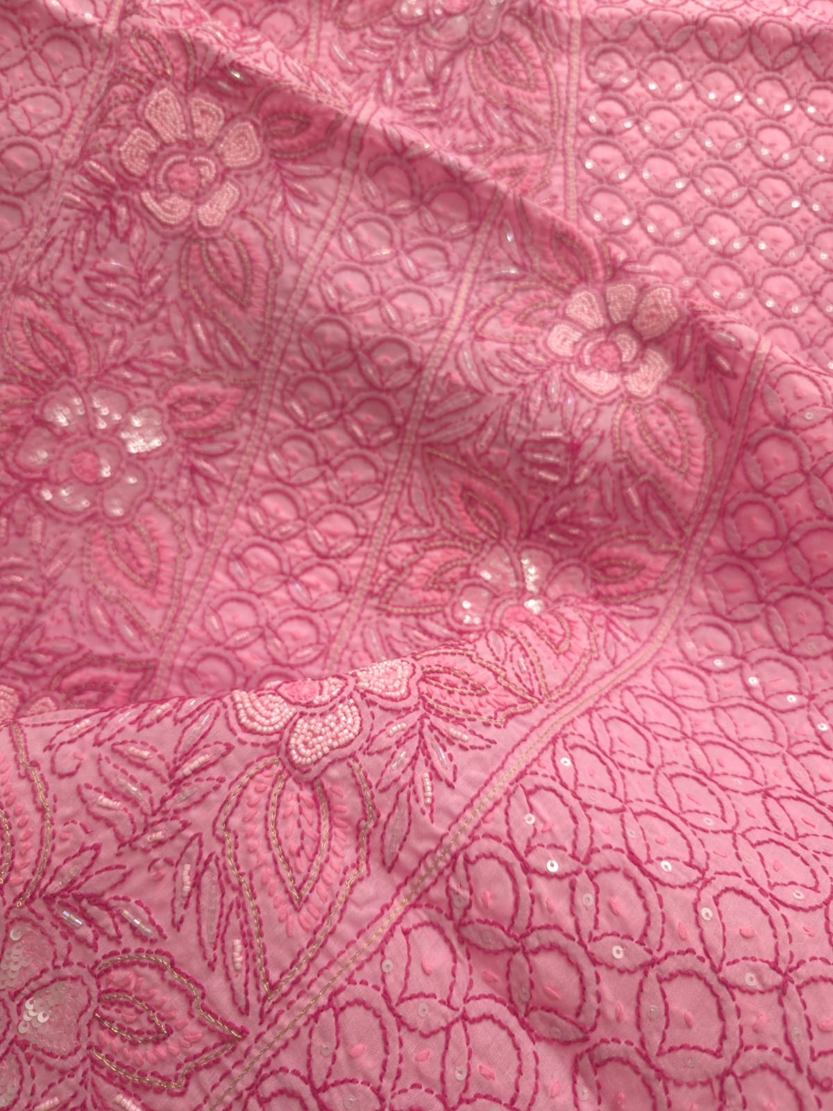 Pink and dark pink combo full suit with embellishments