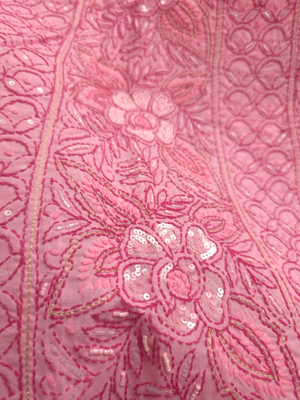 Pink and dark pink combo full suit with embellishments