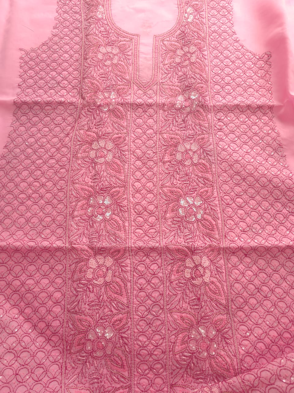 Pink and dark pink combo full suit with embellishments