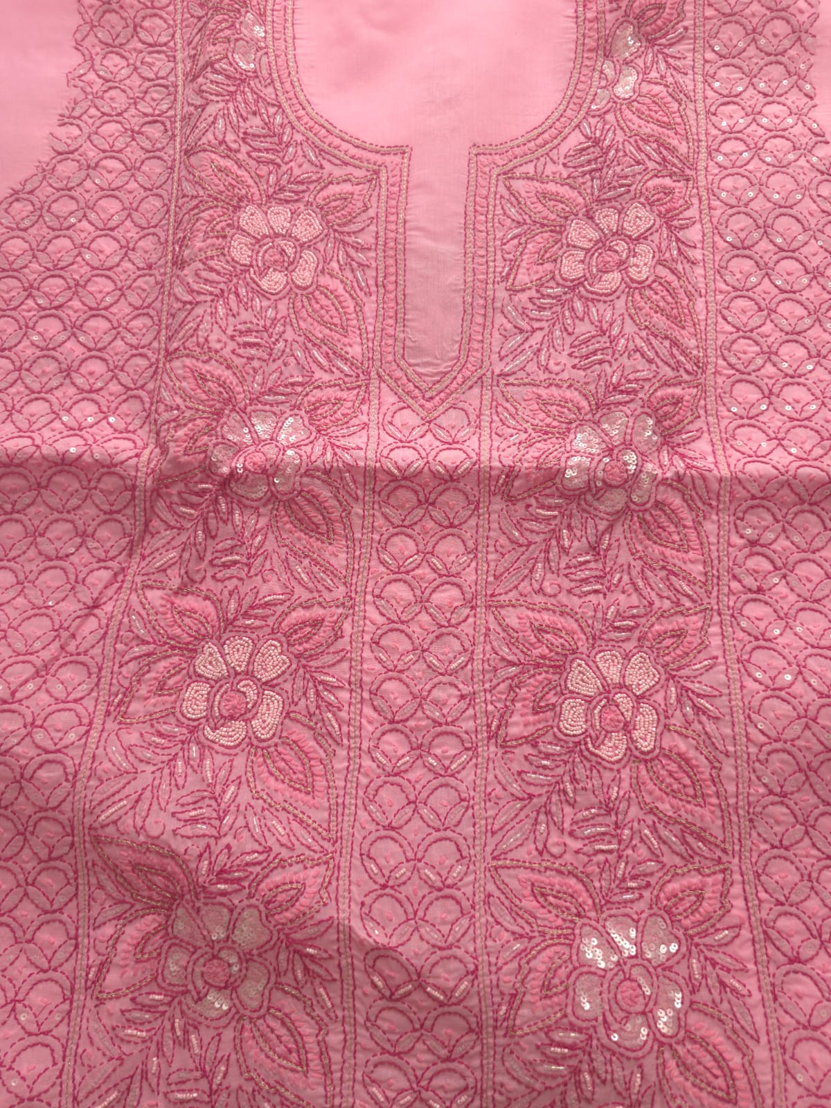 Pink and dark pink combo full suit with embellishments