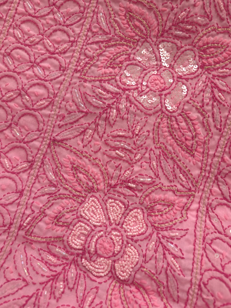 Pink and dark pink combo full suit with embellishments