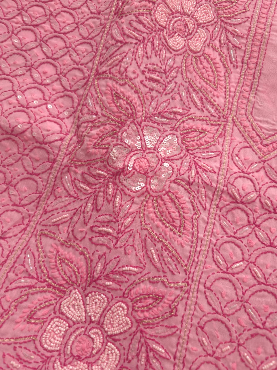 Pink and dark pink combo full suit with embellishments