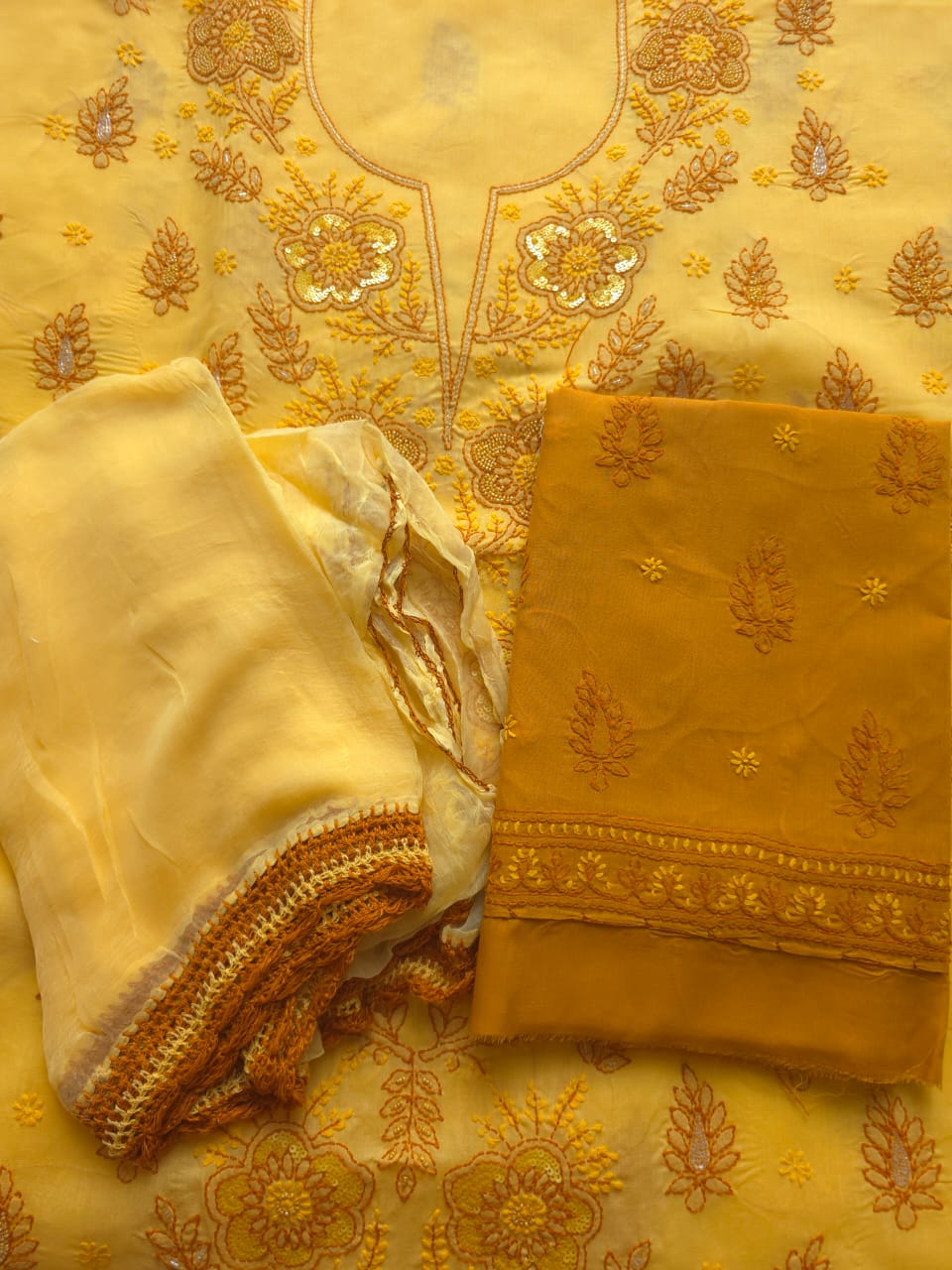 Yellow  Mustard Brown Full set with embellishments