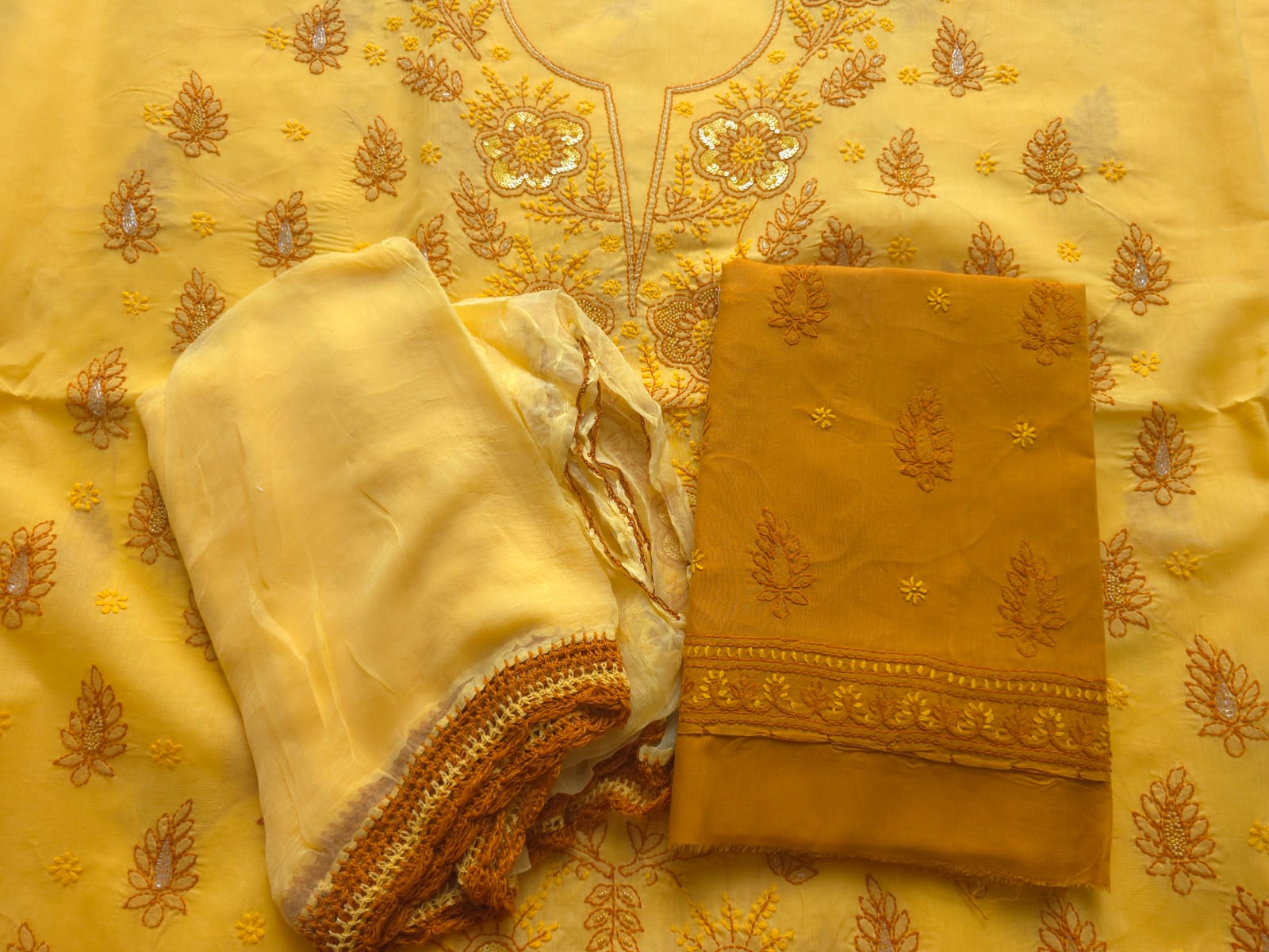 Yellow  Mustard Brown Full set with embellishments
