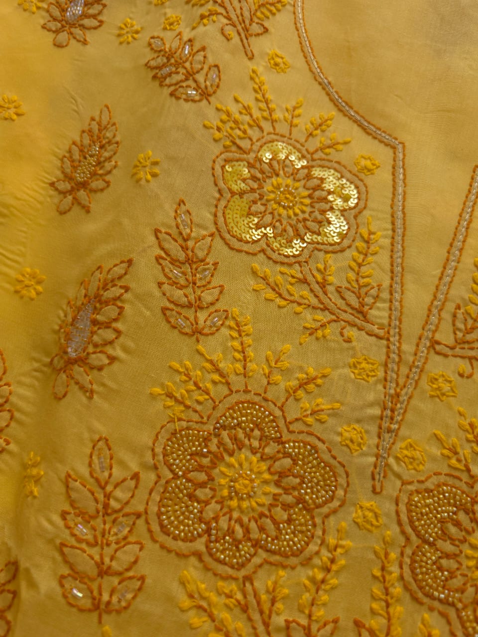 Yellow  Mustard Brown Full set with embellishments