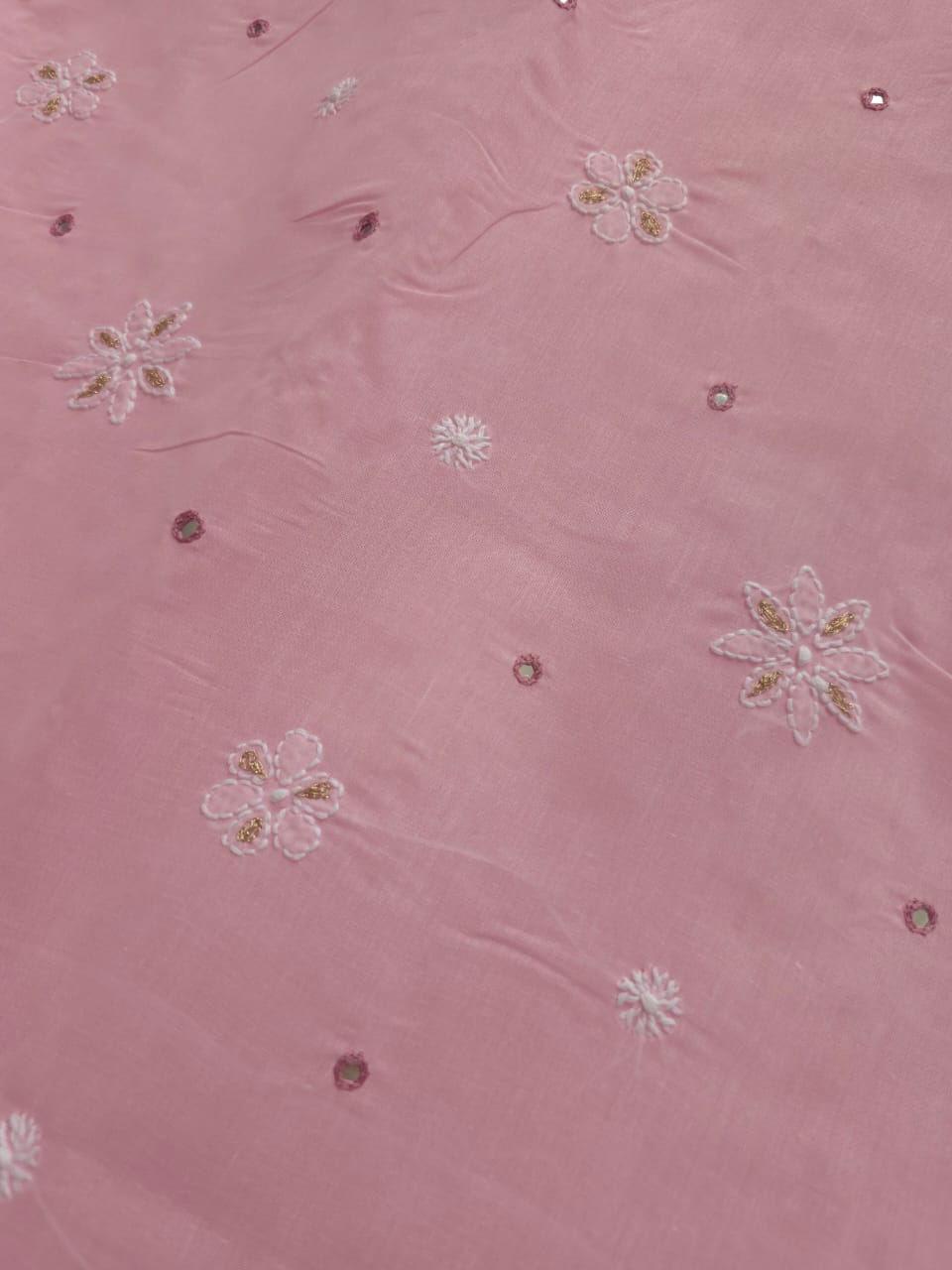 Pink Cotton Full suit with chikankari embellishments