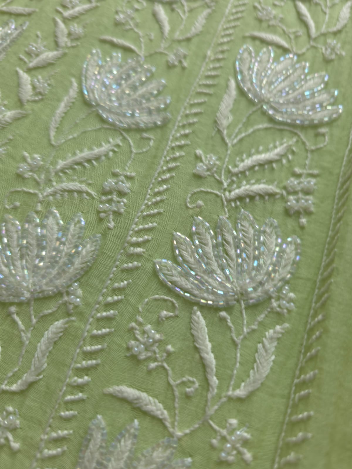 Green Semi stitched Mul chanderi Kurta and Dupatta set