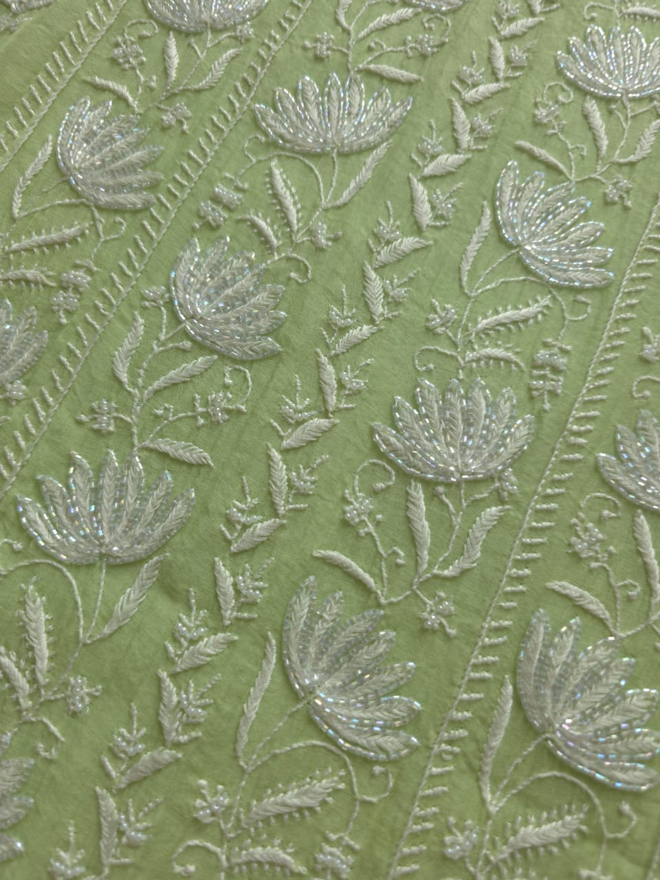 Green Semi stitched Mul chanderi Kurta and Dupatta set