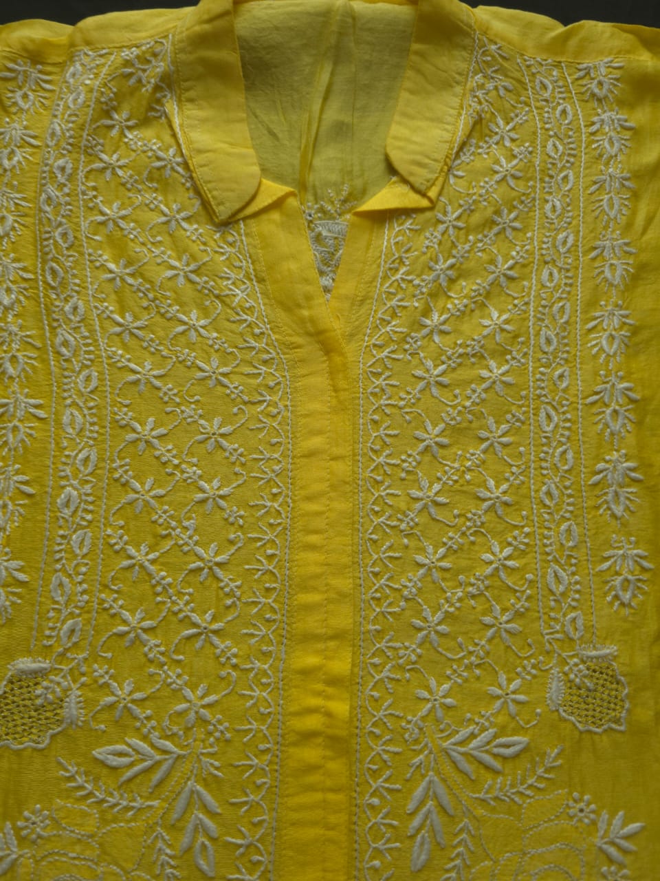 Soft Chanderi silk semistitched co ord set with fine chikankari only