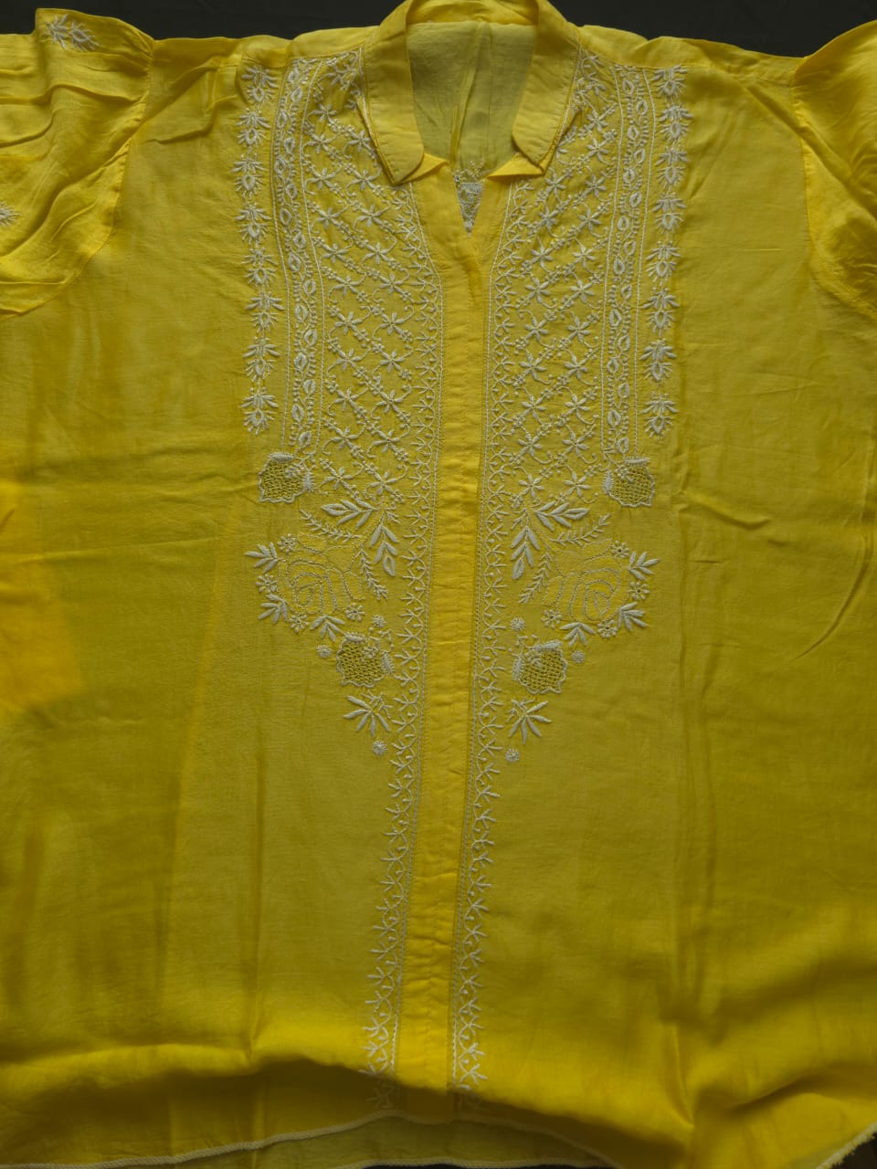 Soft Chanderi silk semistitched co ord set with fine chikankari only