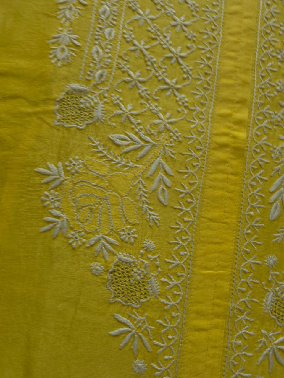 Soft Chanderi silk semistitched co ord set with fine chikankari only