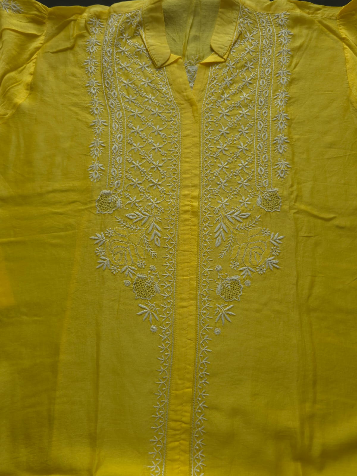 Soft Chanderi silk semistitched co ord set with fine chikankari only