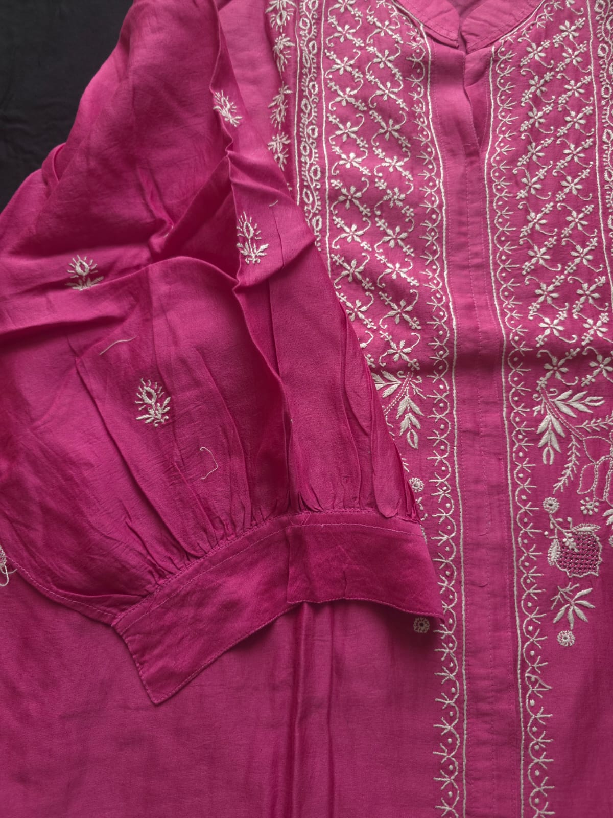 Soft Chanderi Silk Co ord set with fine chikankari only