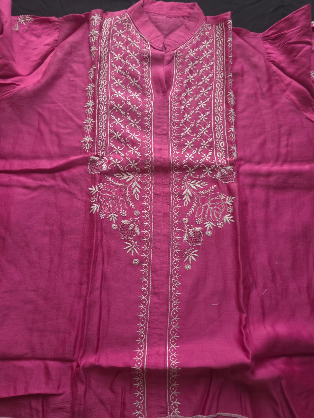 Soft Chanderi Silk Co ord set with fine chikankari only