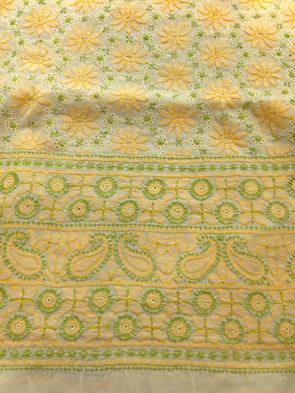 Light Dark yellow combination cotton suit with Handwork designer dupatta