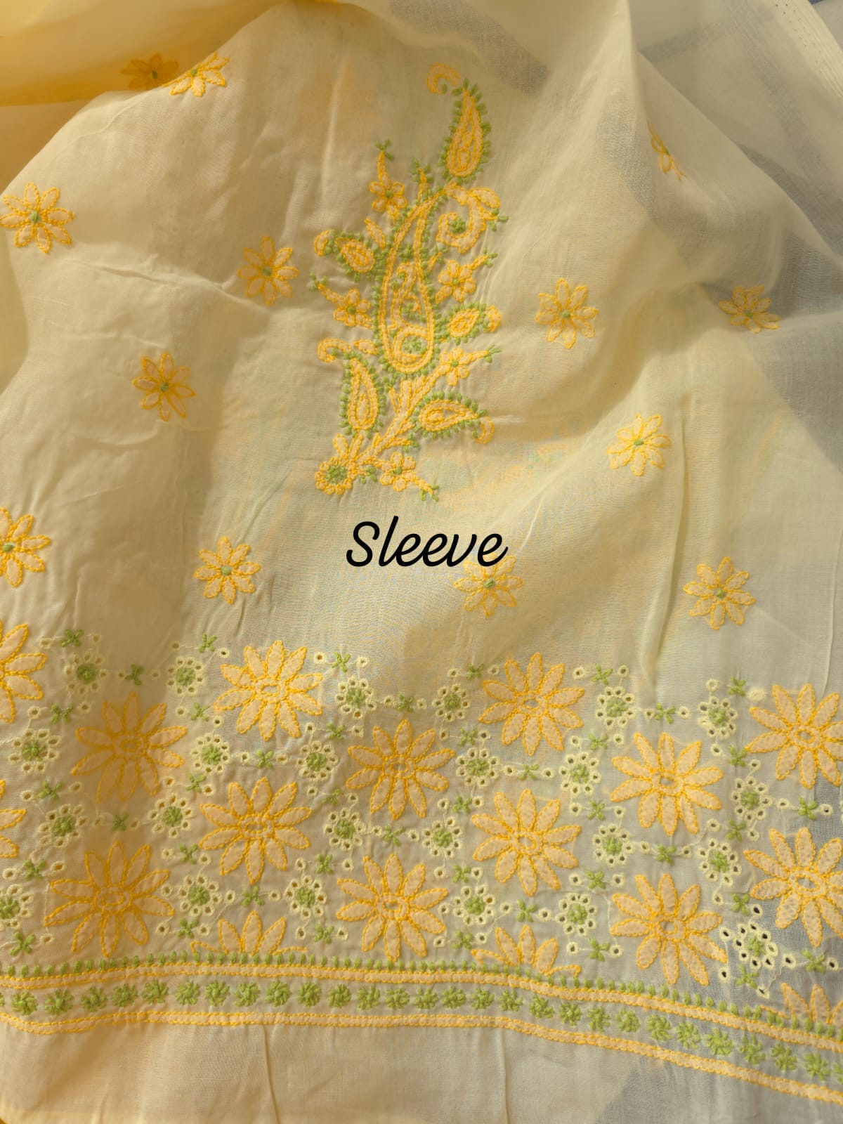 Light Dark yellow combination cotton suit with Handwork designer dupatta