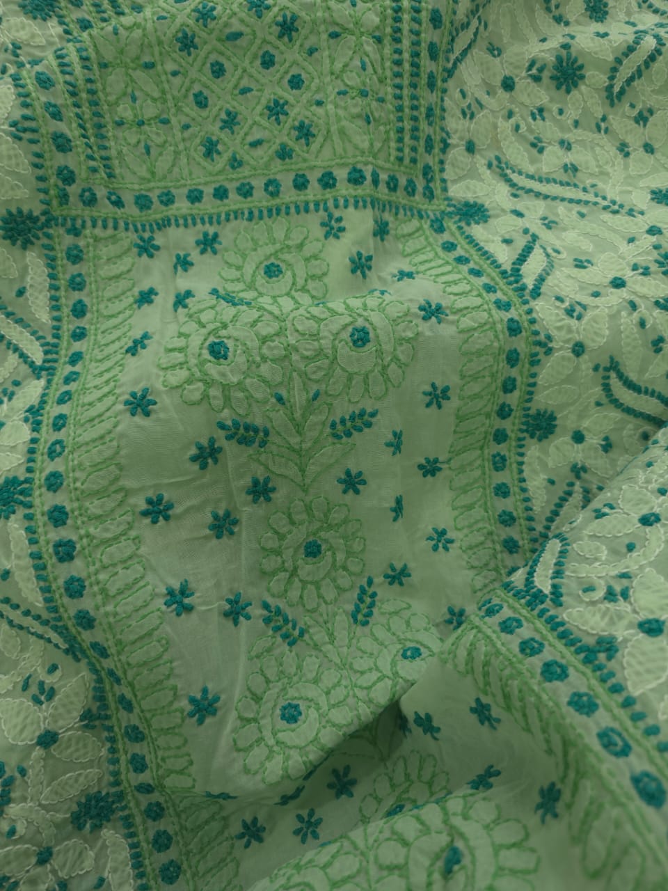 Cotton Unstitched suit with intricate chikankari and Designer dupatta