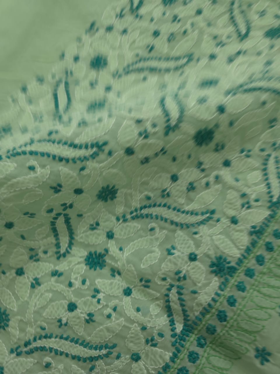 Cotton Unstitched suit with intricate chikankari and Designer dupatta