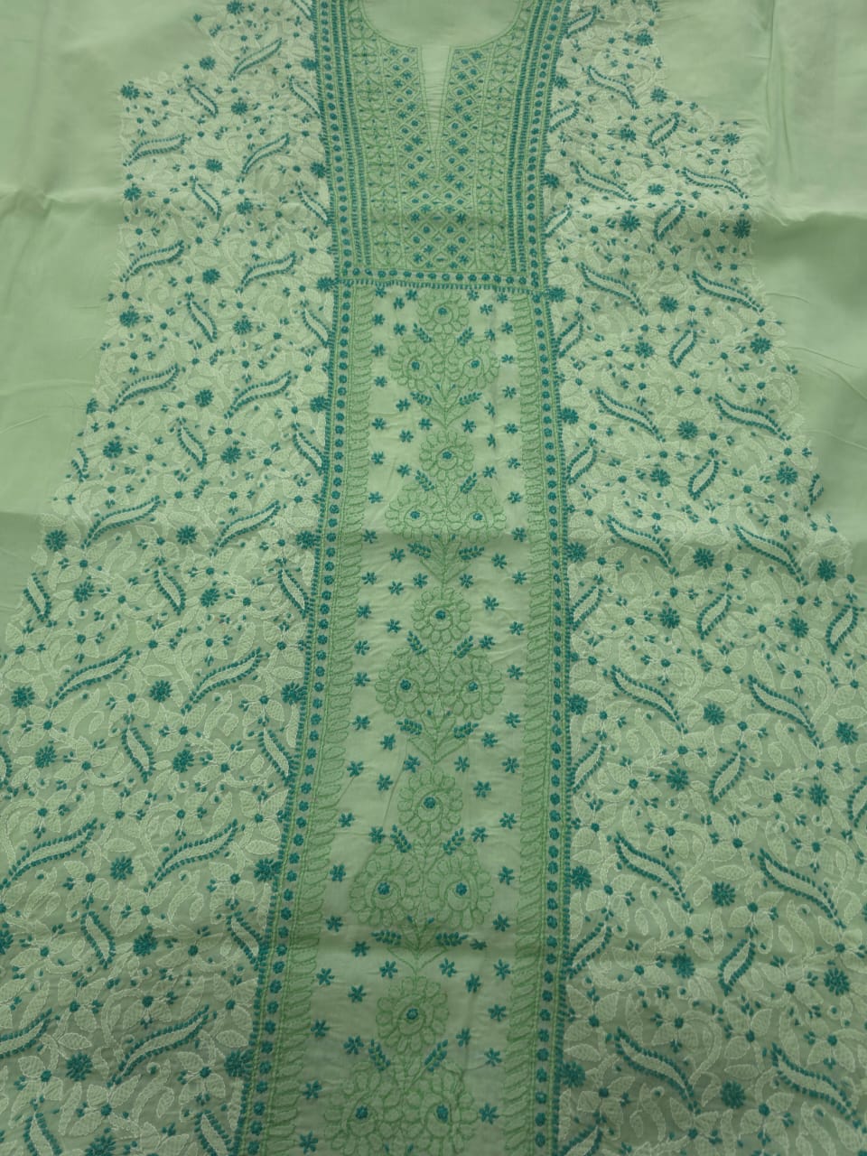 Cotton Unstitched suit with intricate chikankari and Designer dupatta