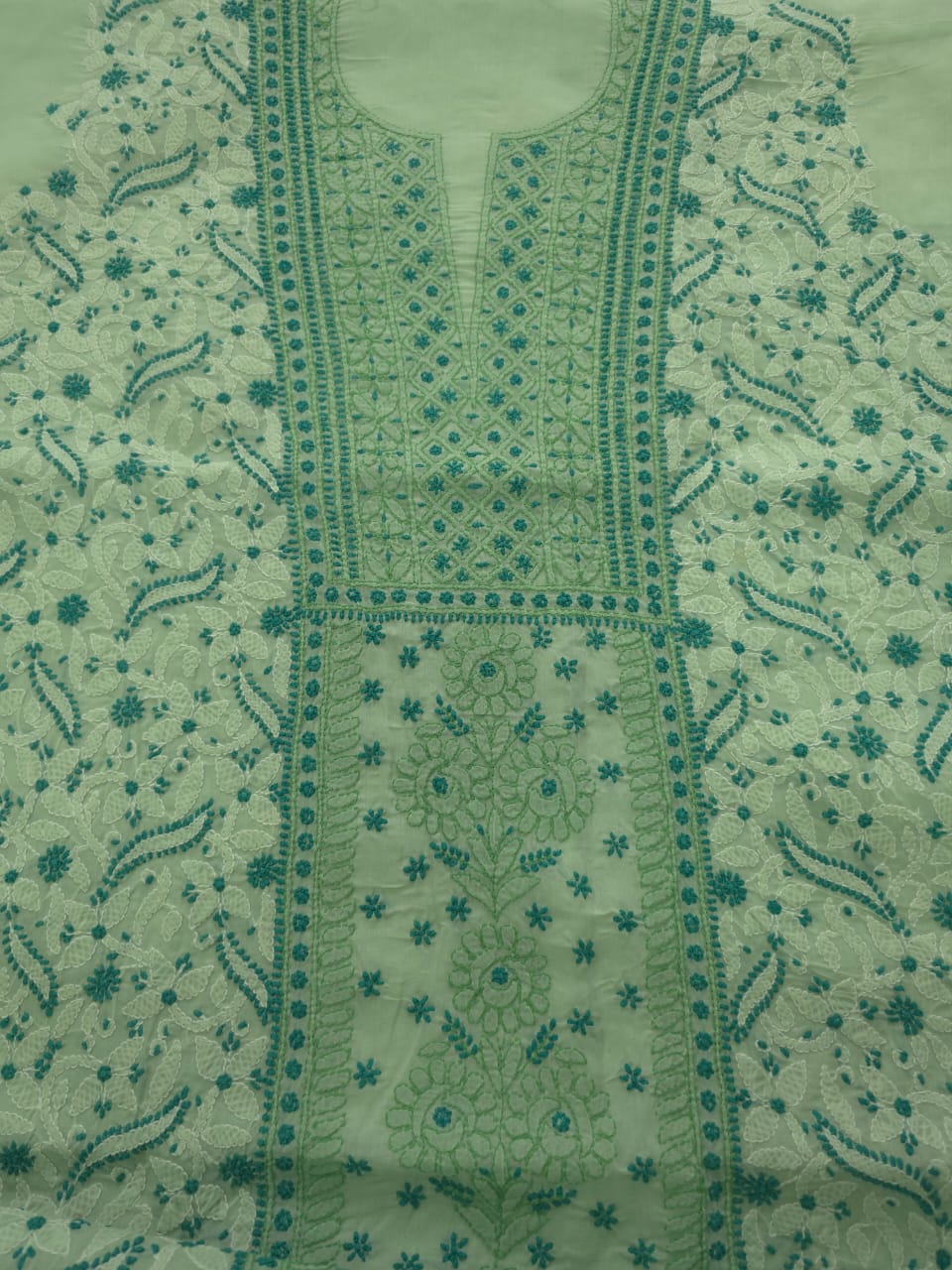 Cotton Unstitched suit with intricate chikankari and Designer dupatta