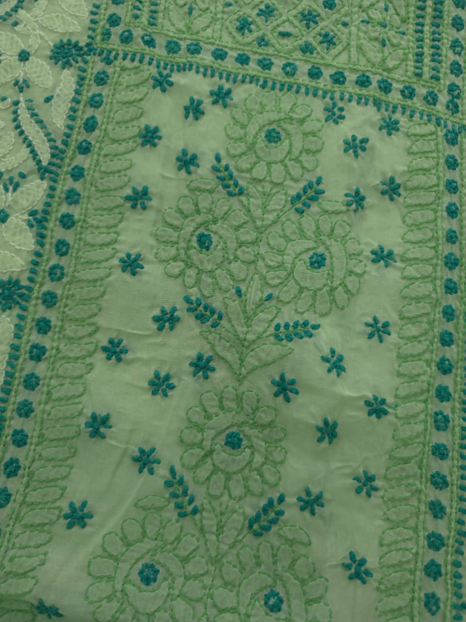 Cotton Unstitched suit with intricate chikankari and Designer dupatta