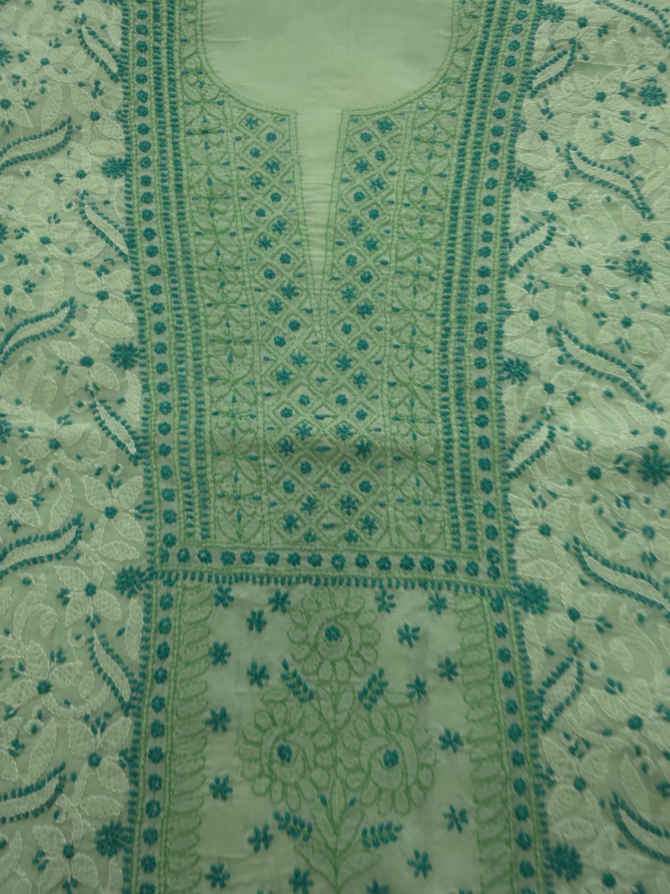 Cotton Unstitched suit with intricate chikankari and Designer dupatta