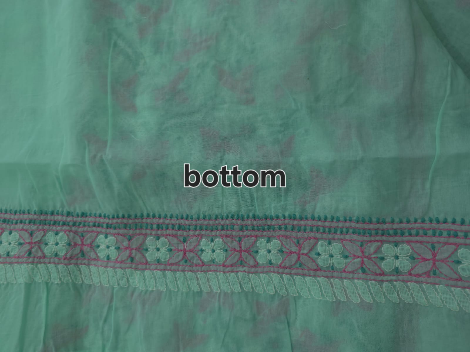 Green cotton full set with fine handwork and designer dupatta