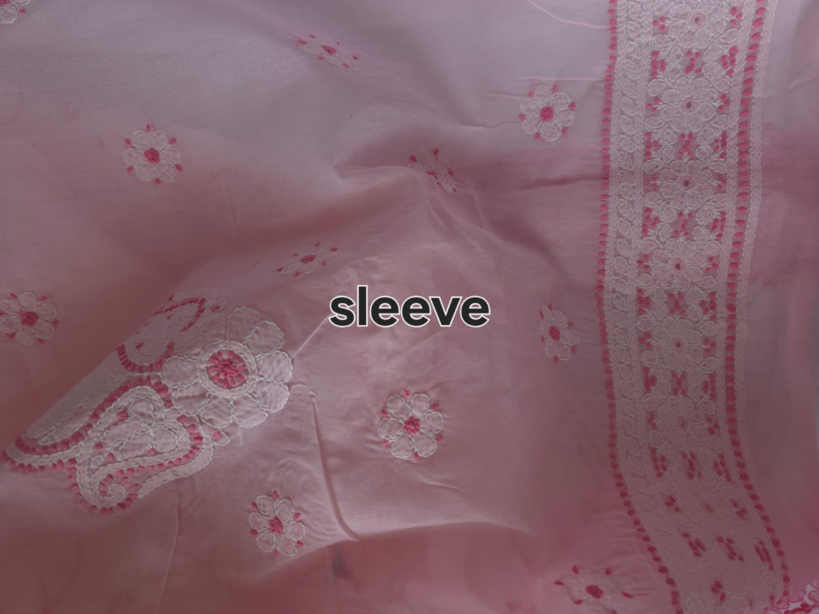 Pink  white cotton set with contrast chikankari and designer dupatta