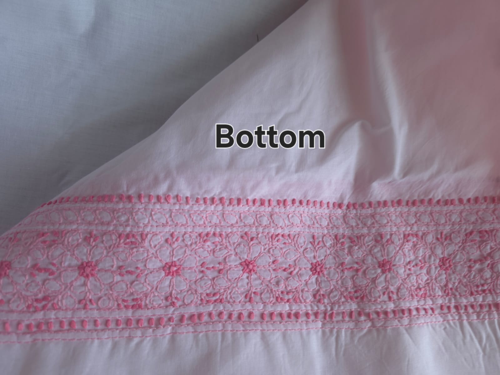 Pink  white cotton set with contrast chikankari and designer dupatta