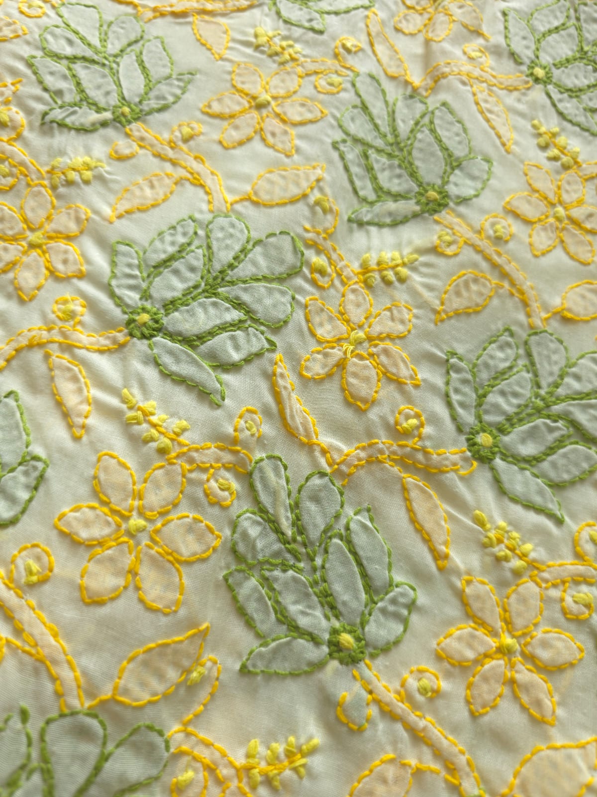 Creamy lemon cotton set with contrast chikankari designer Dupatta