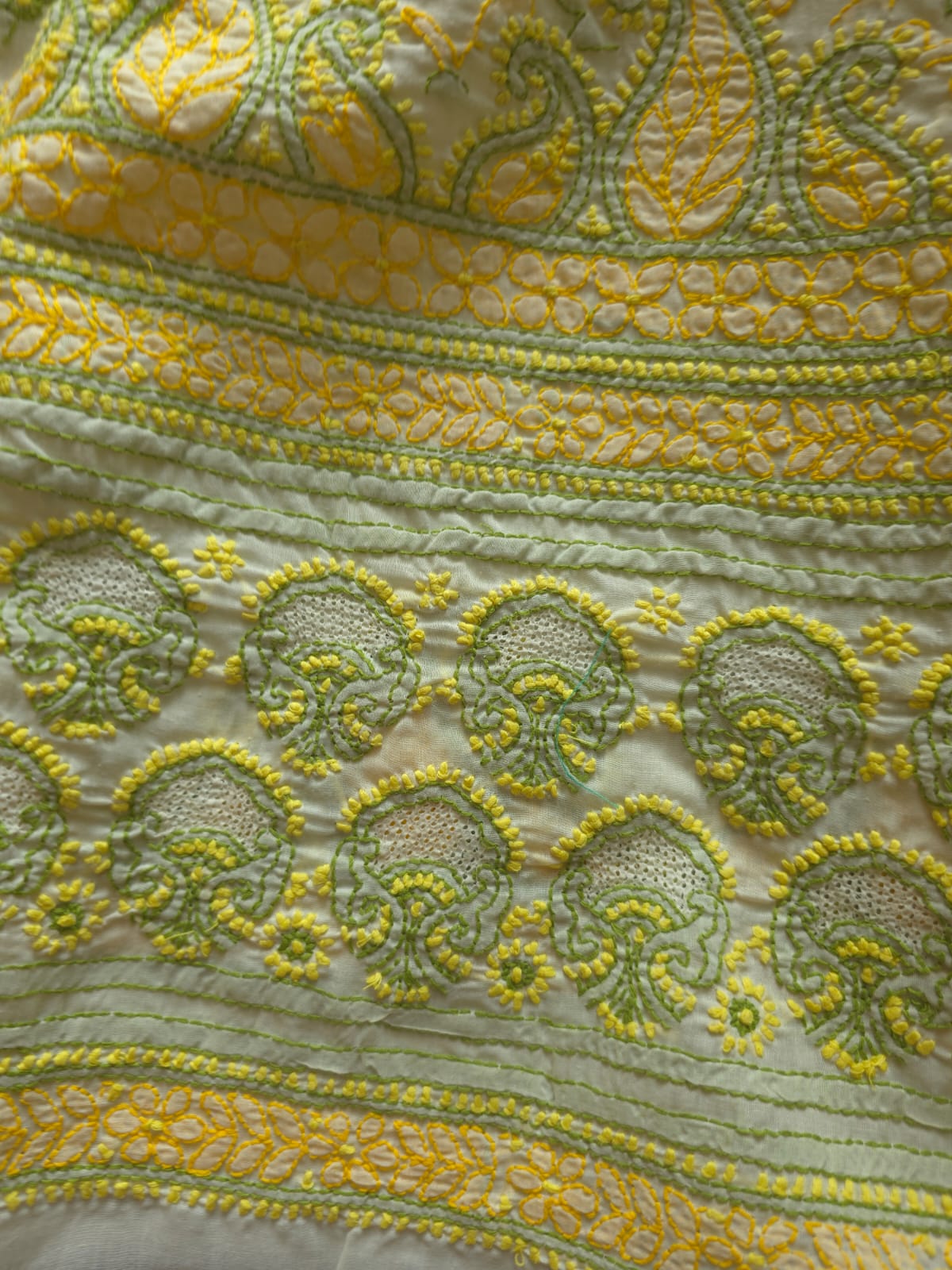 Creamy lemon cotton set with contrast chikankari designer Dupatta