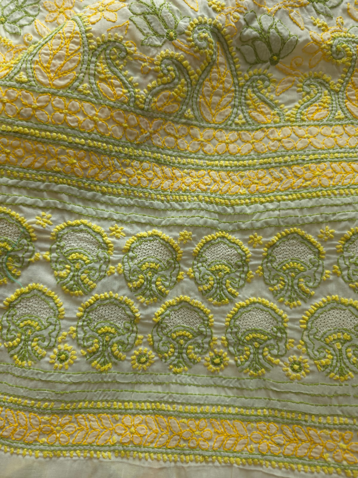 Creamy lemon cotton set with contrast chikankari designer Dupatta