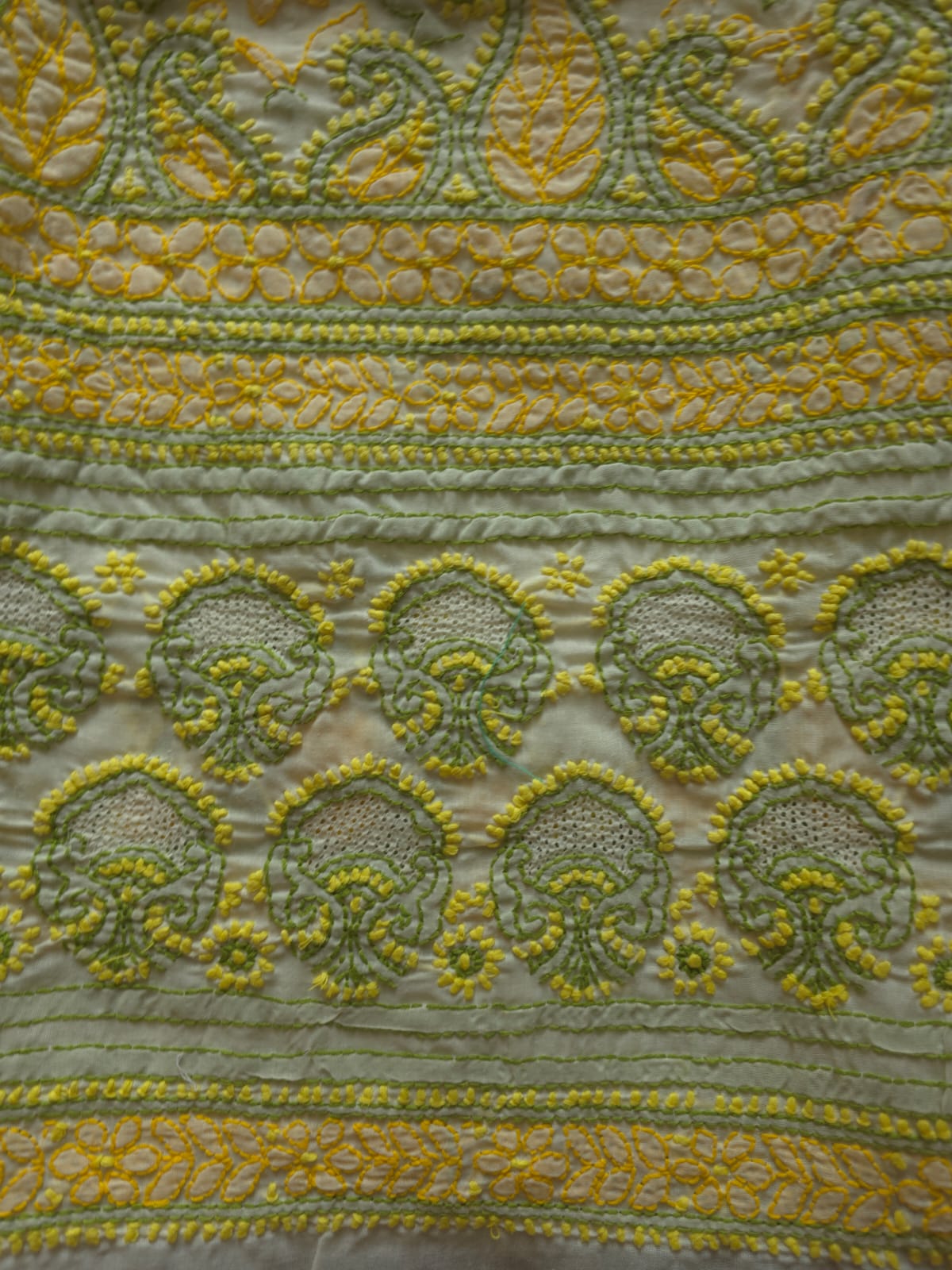 Creamy lemon cotton set with contrast chikankari designer Dupatta