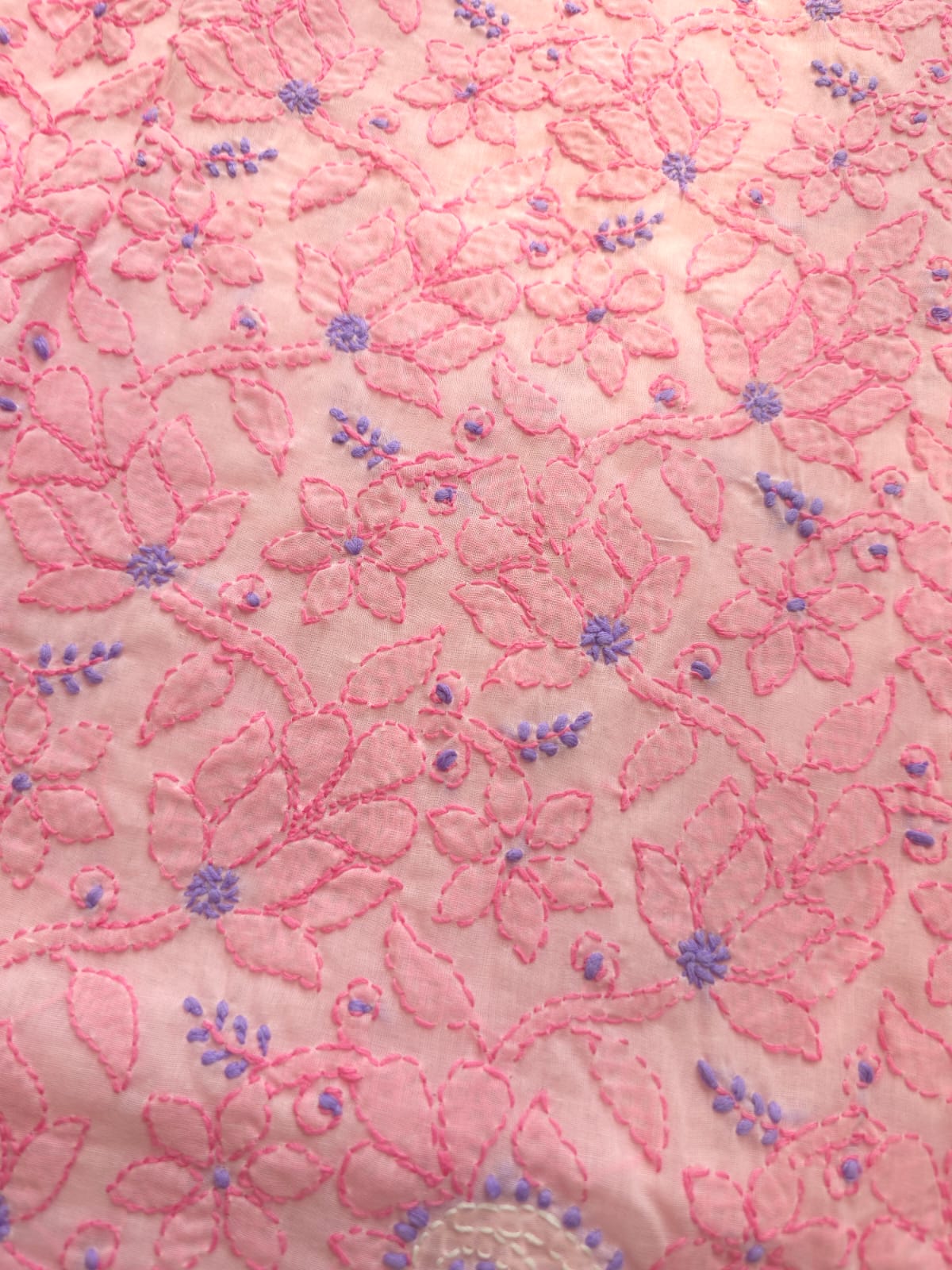 Pink Lavender Cotton suit with fine chikankari and designer dupatta