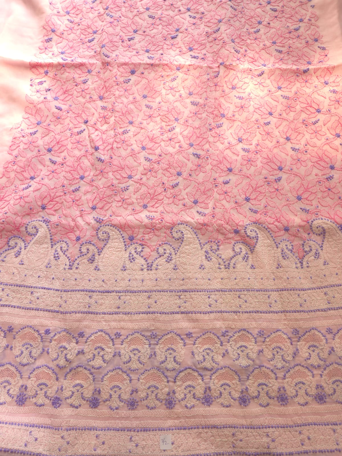 Pink Lavender Cotton suit with fine chikankari and designer dupatta