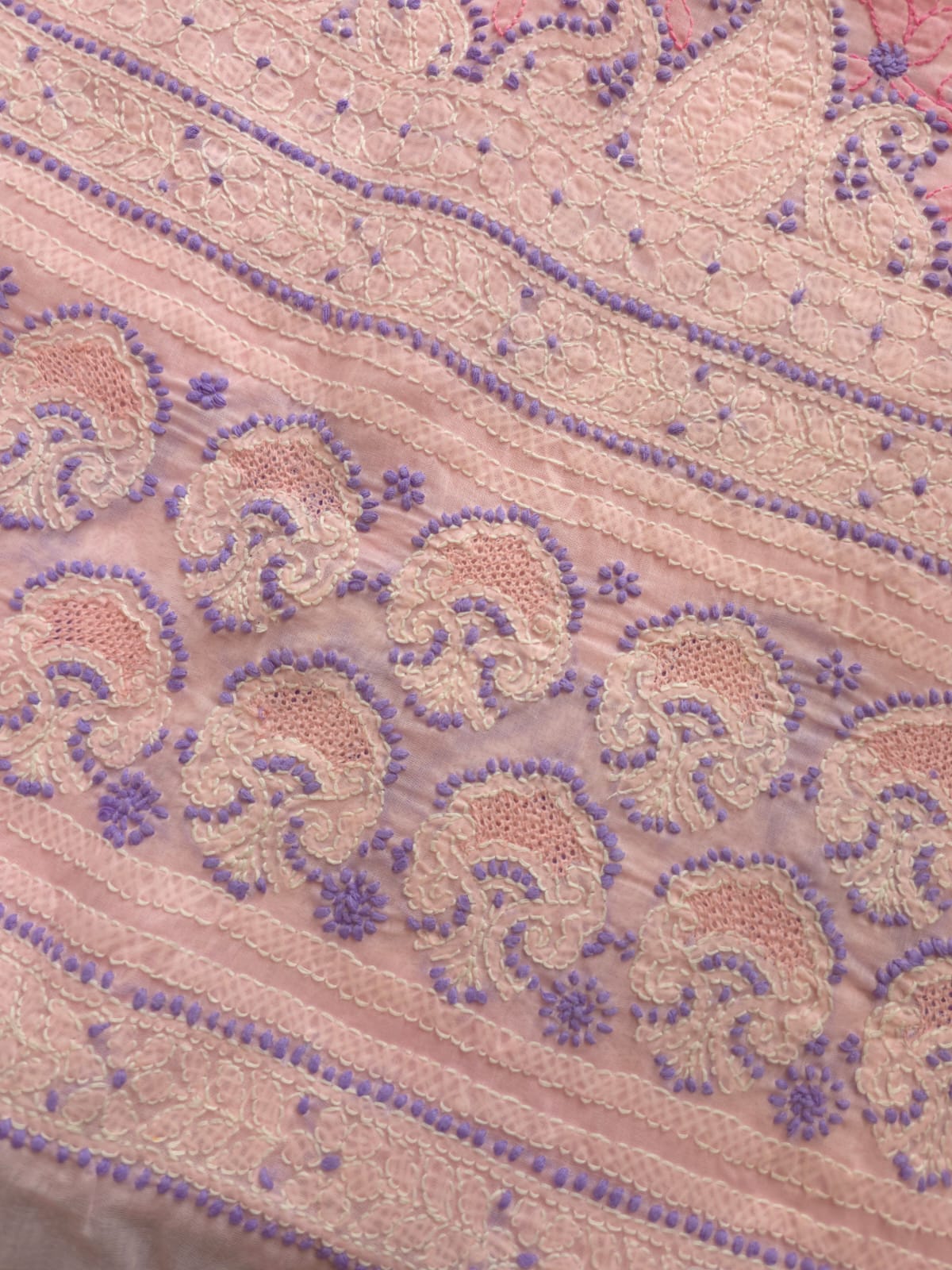 Pink Lavender Cotton suit with fine chikankari and designer dupatta
