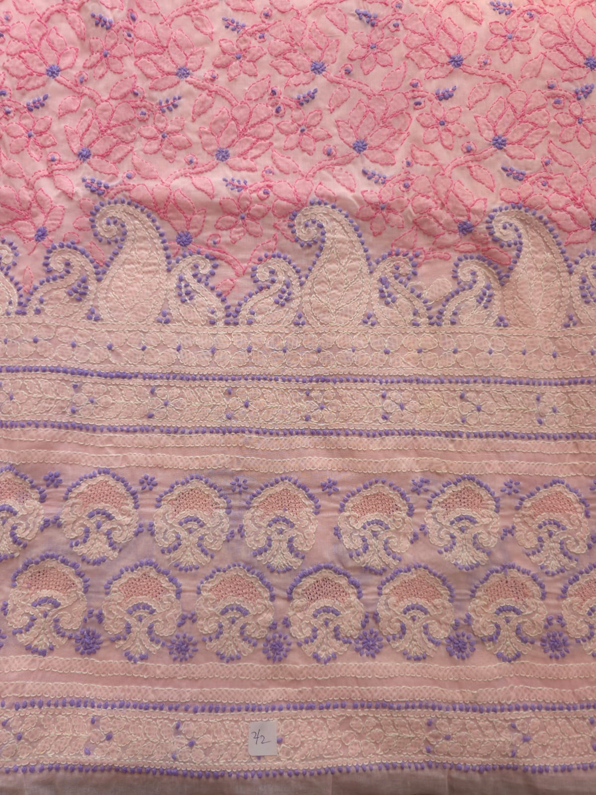 Pink Lavender Cotton suit with fine chikankari and designer dupatta