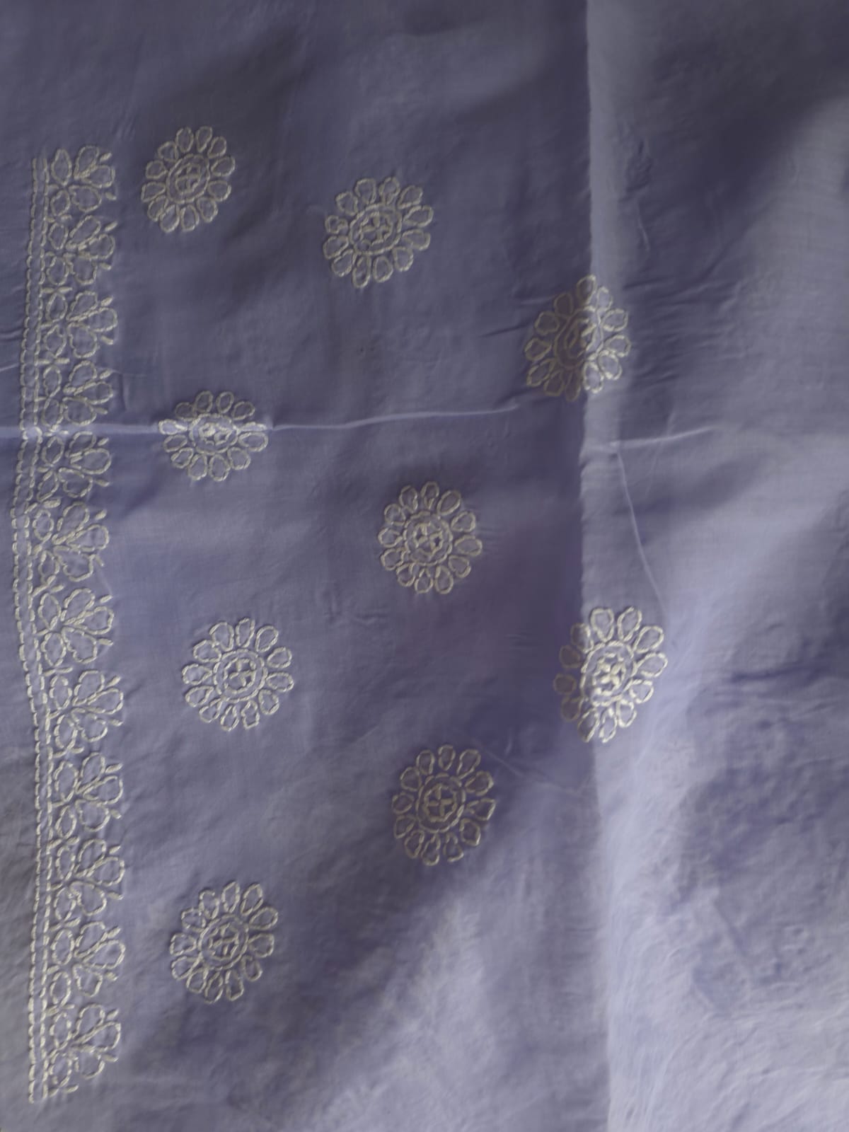 Lavender Cotton Saree with Skirt Border and heavy Anchal