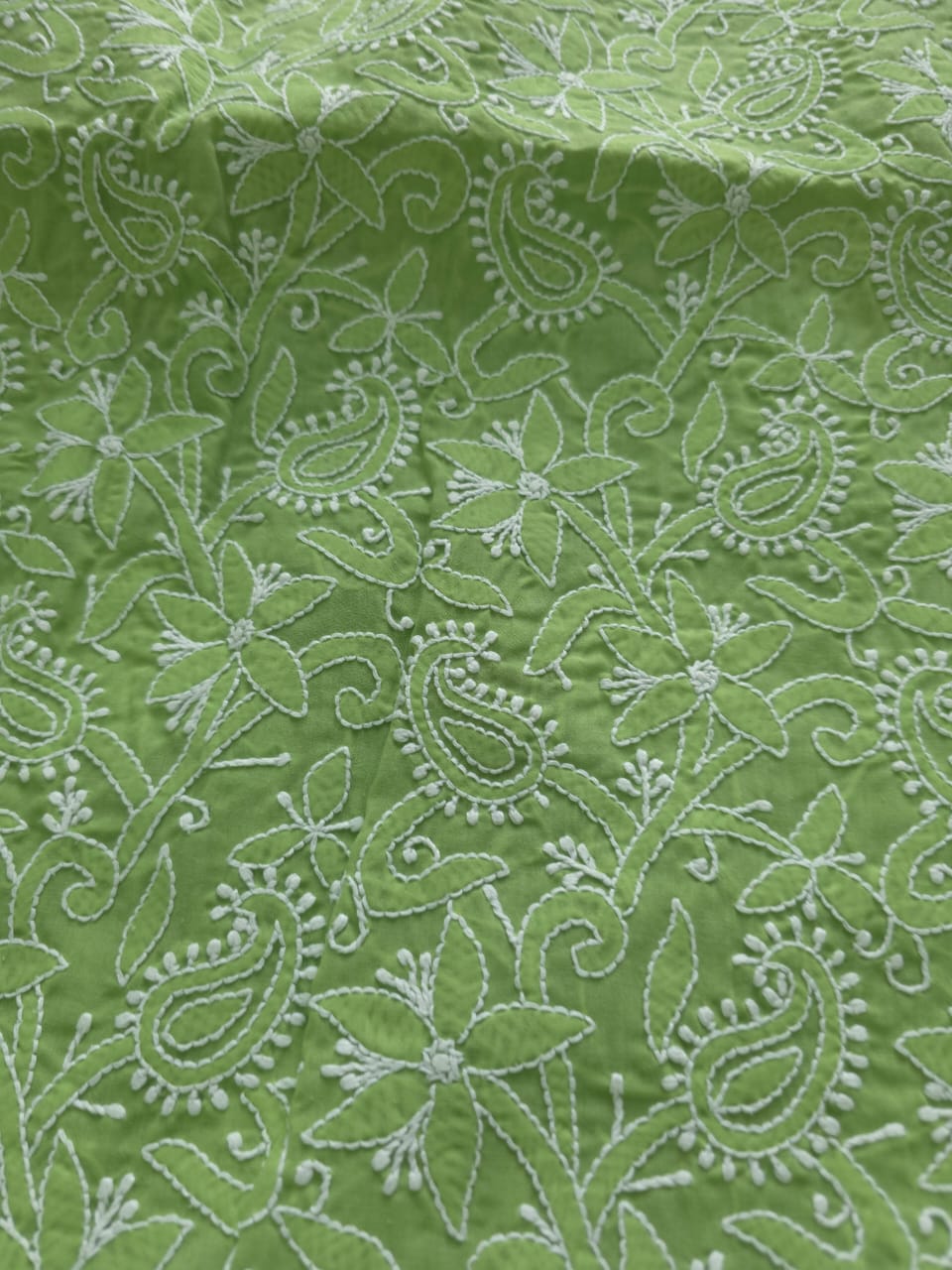 Green Cotton Full suit with Extremely fine chikankari