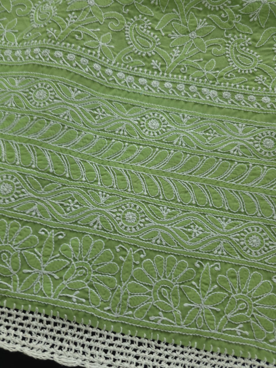 Green Cotton Full suit with Extremely fine chikankari