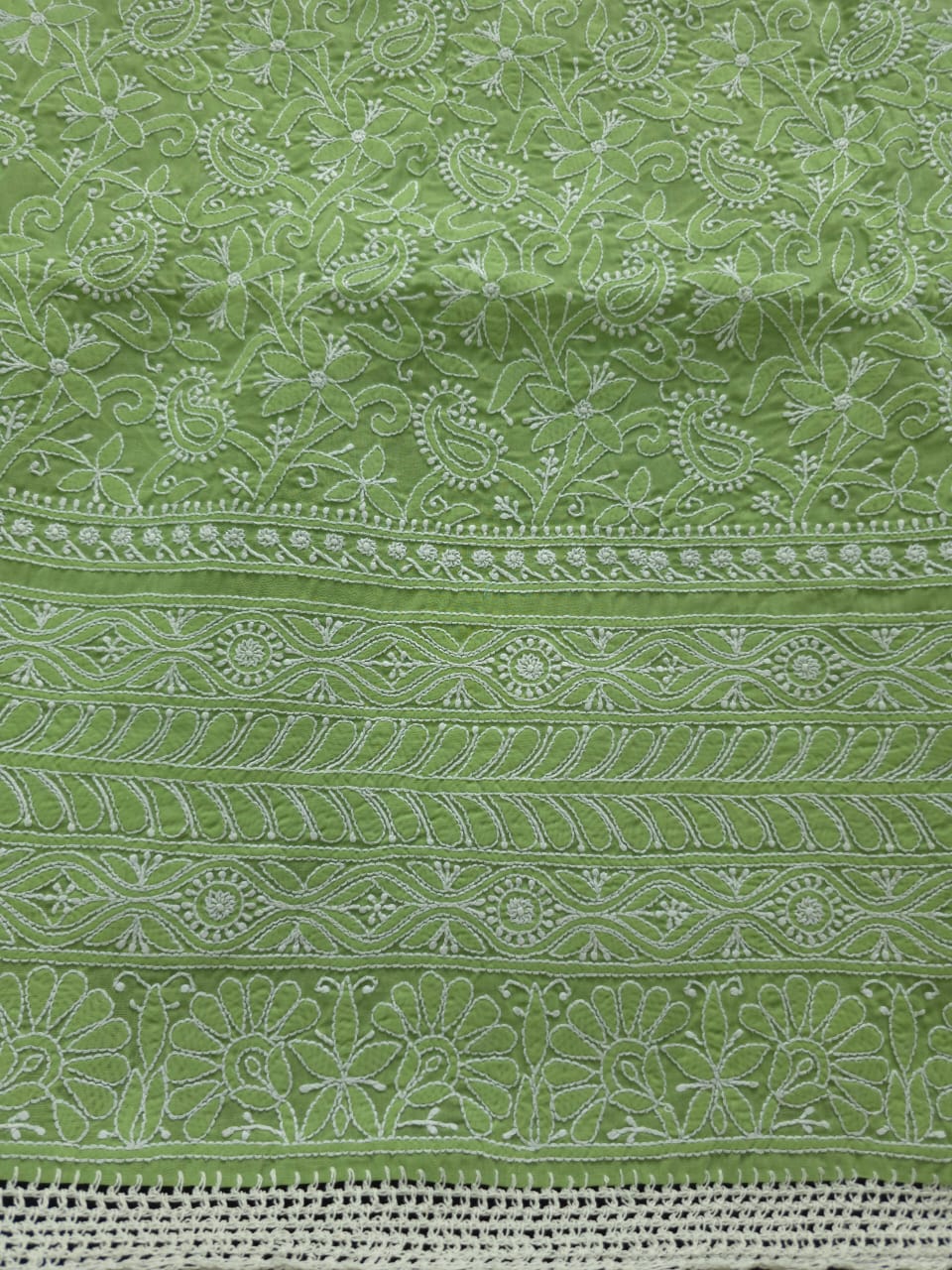 Green Cotton Full suit with Extremely fine chikankari