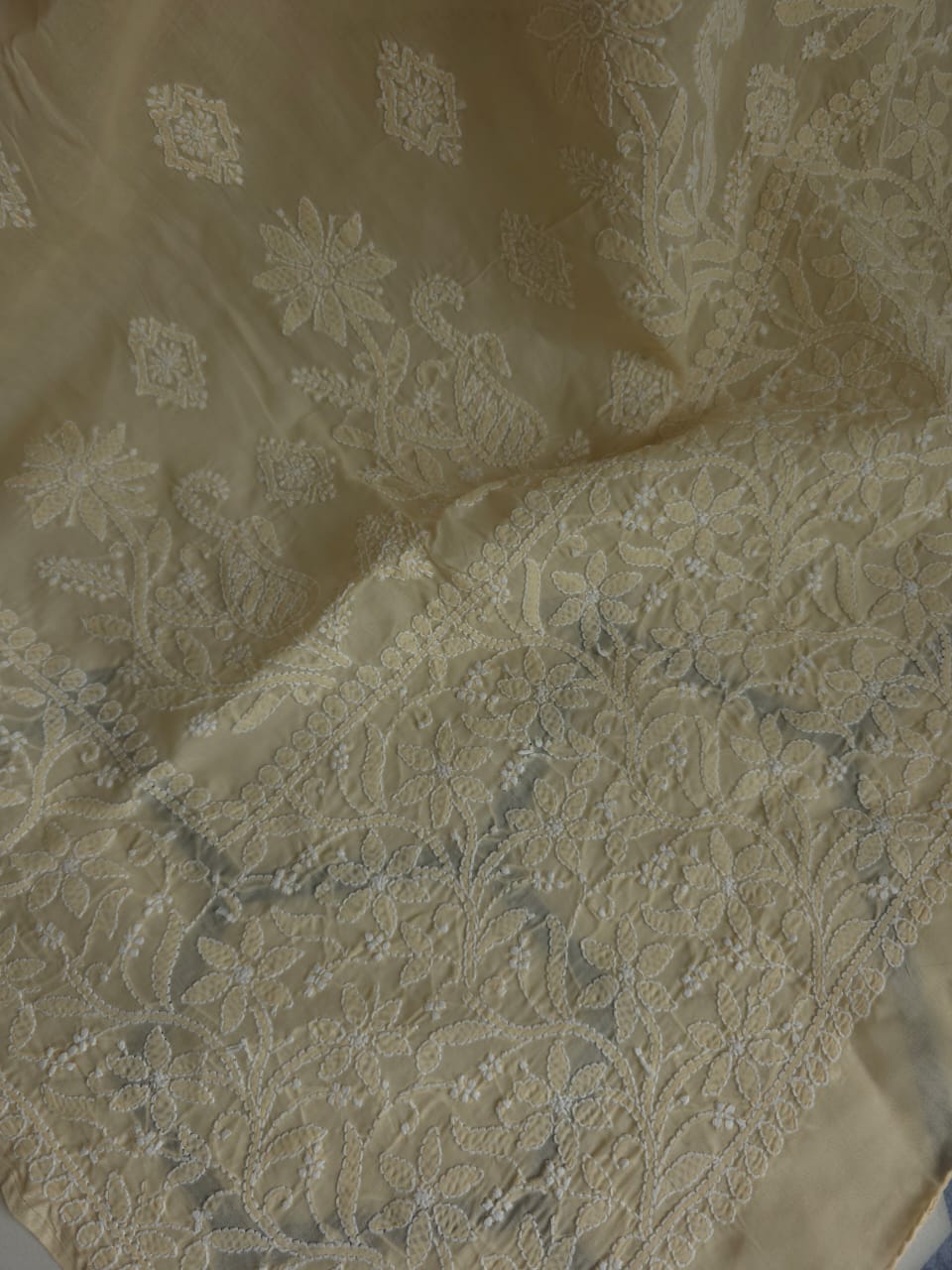 Beige cotton Saree with superfine Delicate Handwork