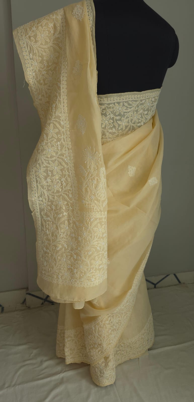 Beige cotton Saree with superfine Delicate Handwork