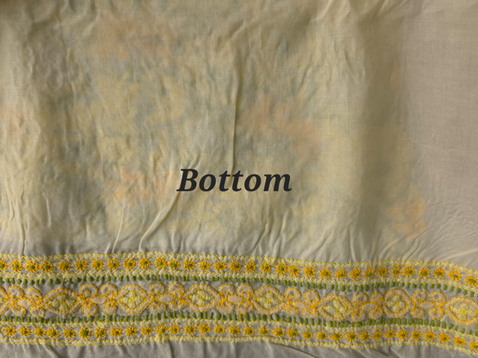 Creamy lemon color Designer cotton suit with contrast chikankari