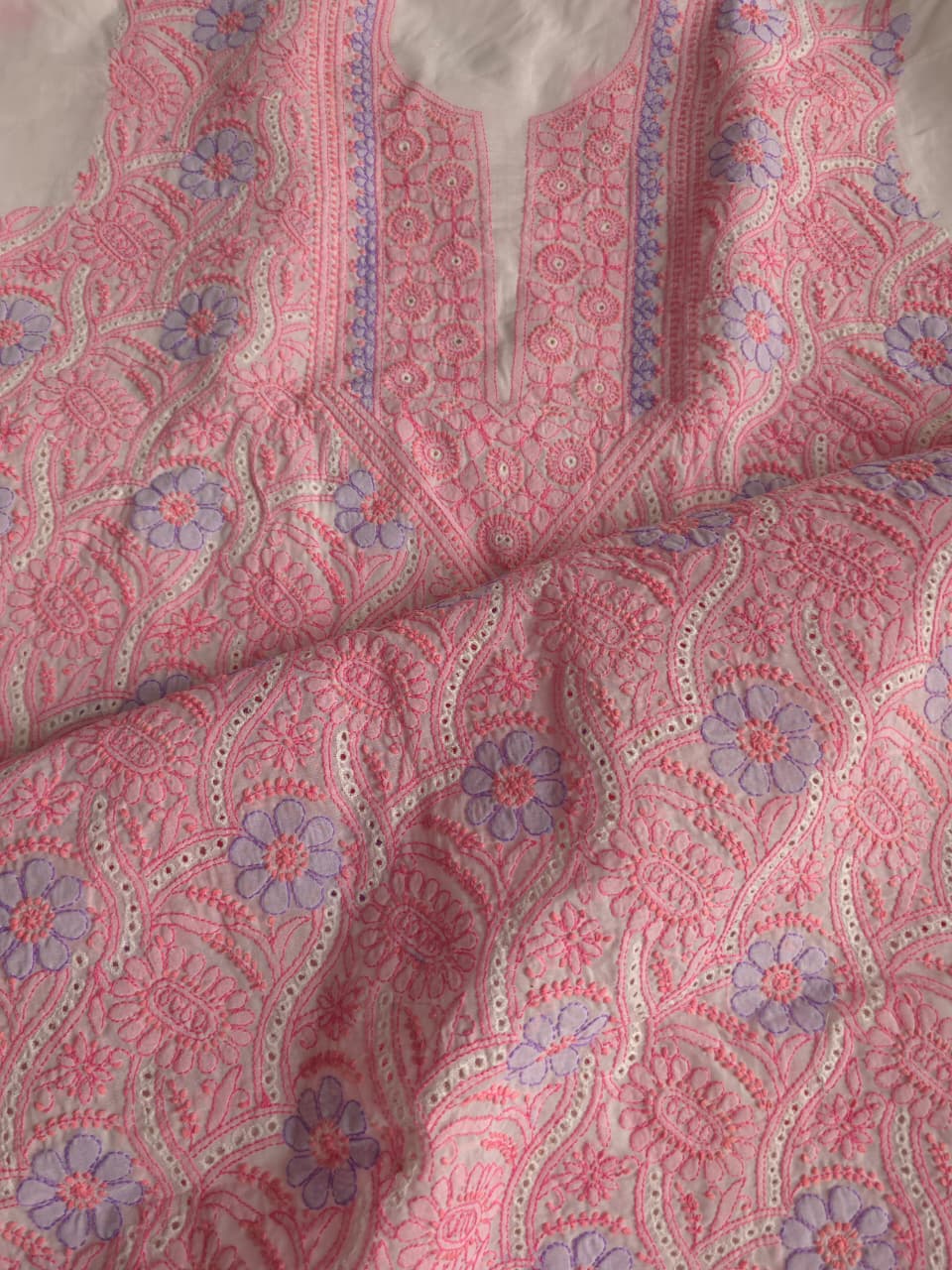 White with Multicolored Handwork Designer Suit