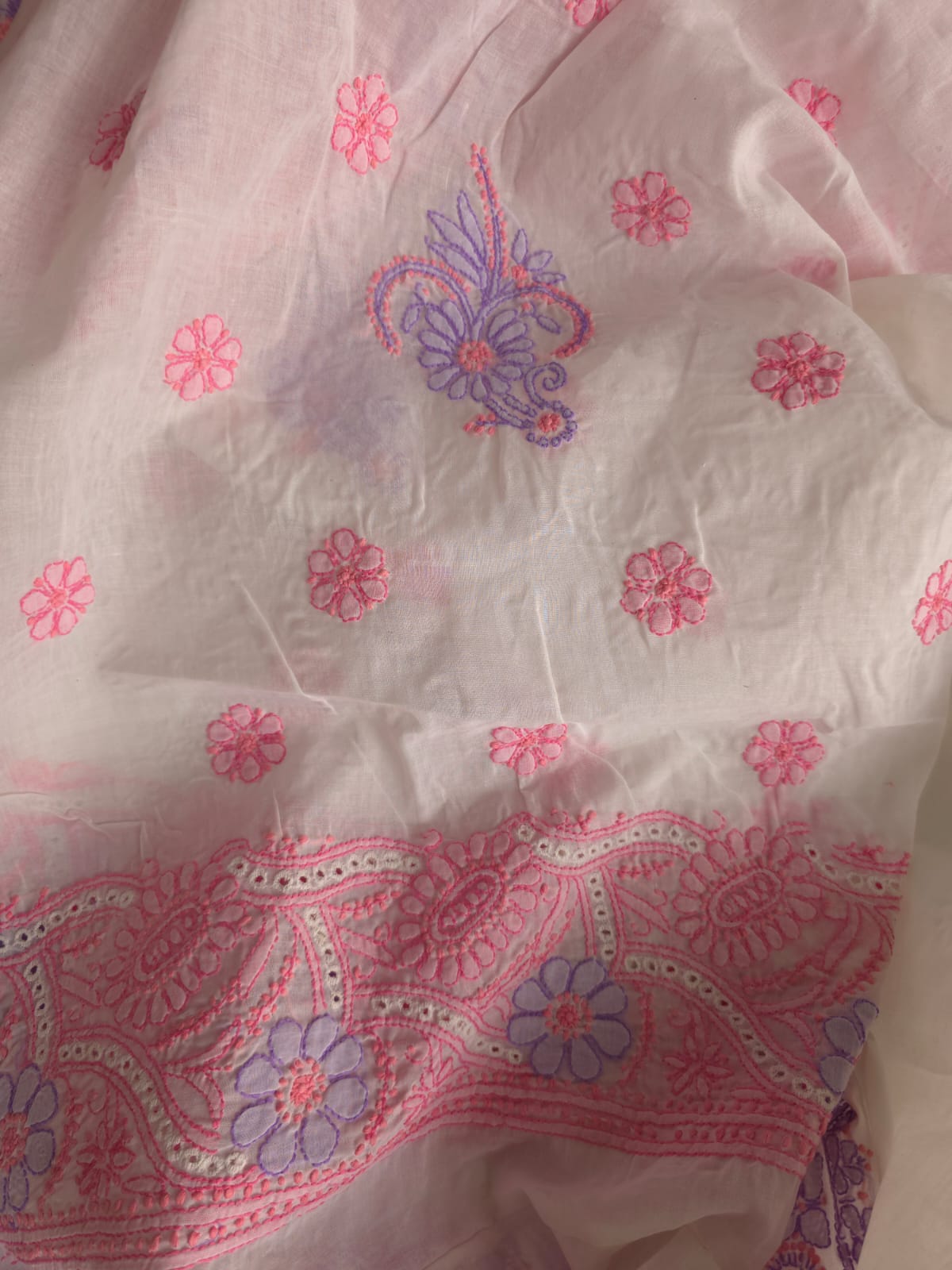 White with Multicolored Handwork Designer Suit