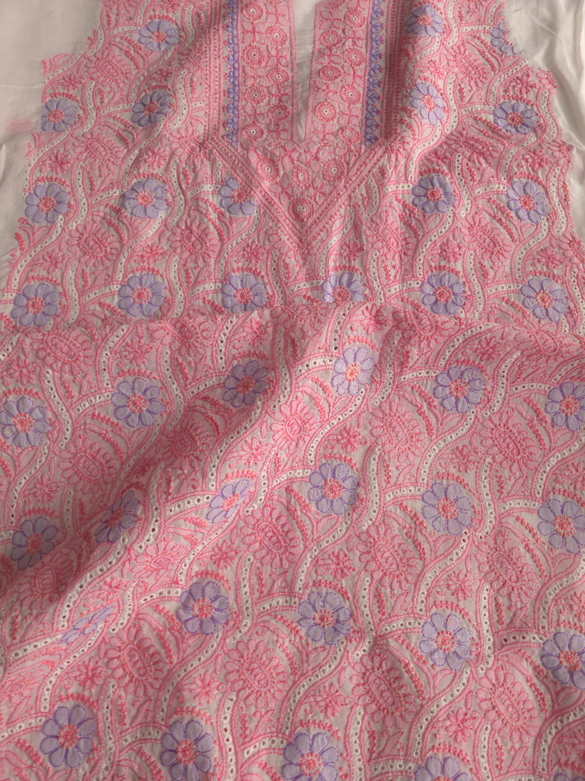 White with Multicolored Handwork Designer Suit